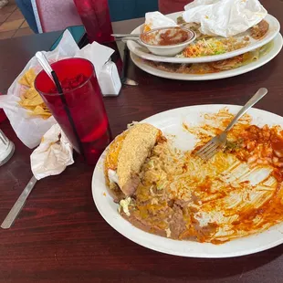 two plates of food on a table