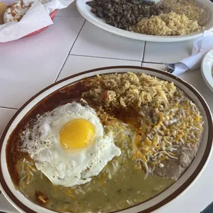 Christmas enchiladas and carne asada plate