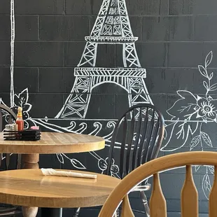 a chalk drawing of the eiffel tower
