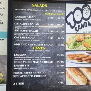 Pasta menu