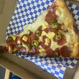Pizza slice huge portion so fresh and flavorful