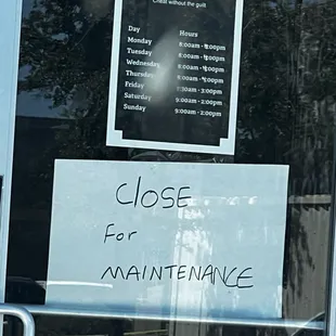 Closed for Maintennance!