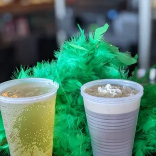 two cups of beer on a table