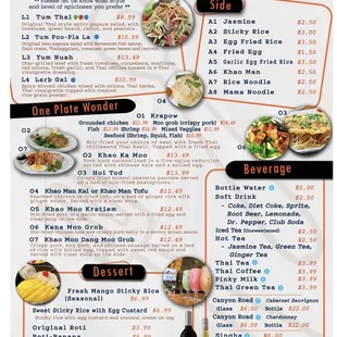 Menu as of Jan 2022