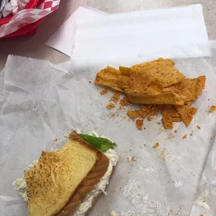 a sandwich and chips