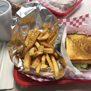 Blt and fries. (Actually good crinkle fries)