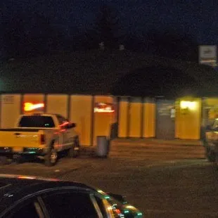 a parking lot at night