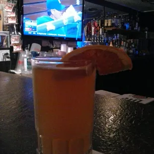 a glass of orange juice