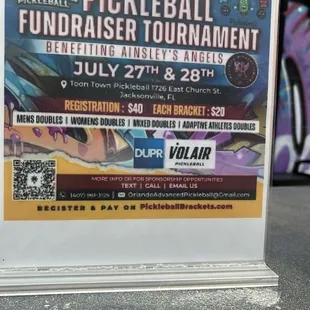 Upcoming benefit tournament