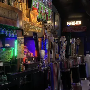 a bar with neon lights