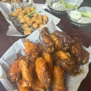 Jerk and Buffalo garlic wings