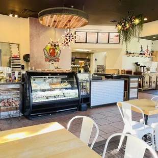 the interior of a bakery