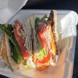 This is half of the club sandwich. Fresh and delicious.
