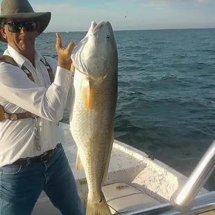 A customer with his bull red