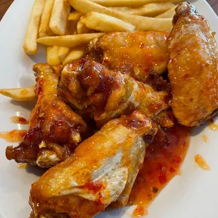 chicken wings and french fries