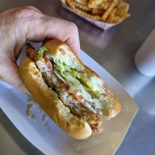 a person holding a hot dog