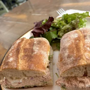 Tuna panino with salad