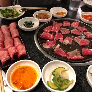 Beef tongue and brisket