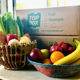 Combo boxes of fruits and veggies
