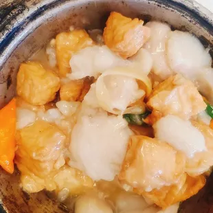 a bowl of food on a table