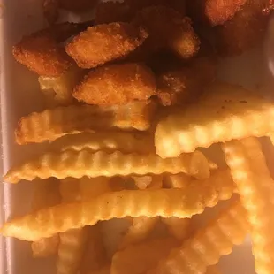 Fried shrimp (15) and Fries