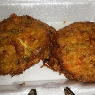 Shrimp egg foo yung up close