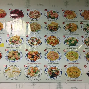 a chinese food menu on a table