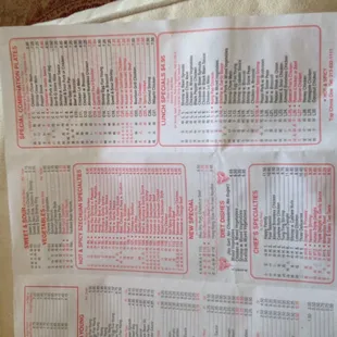 menu