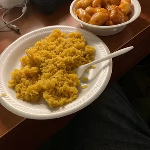 Fried rice and honey chicken. Amazing!