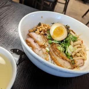 a bowl of ramen and a bowl of soup