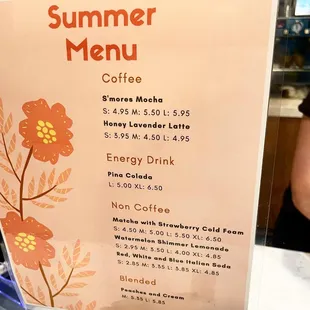 Summer menu