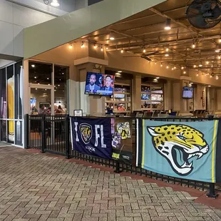 Outside seating area! Look at our Ravens Roost Flag gooo Ravens