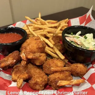 Lemon Pepper Fried Shrimp Platter $15