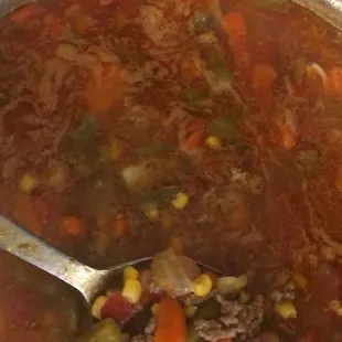 He also has a delicious hearty beef soup