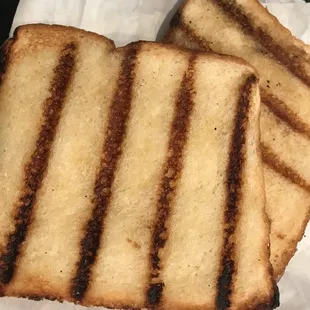 Buttery grilled toast which accompanied the brisket plate