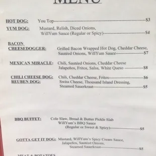 menu