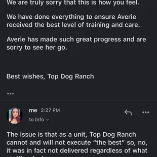 Emails between TDR and myself