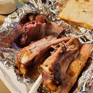 Pork ribs and beef brisket. So tender and so delucious.