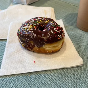 Chocolate sprinkles Donut! Super fluffy