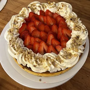 a cake with strawberries on it
