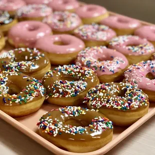 Maple &amp; Strawberry icing with sprinkles.