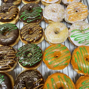 a variety of different flavored donuts