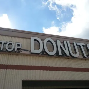 the top of a donut shop