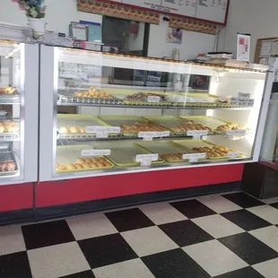 a bakery with a checkered floor