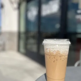 a coffee cup on a table