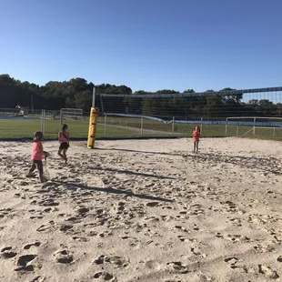 Volleyball, tether ball, shuffle board, horse shoes