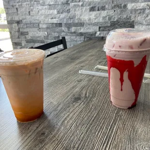 milk teas - thai and strawberry milk