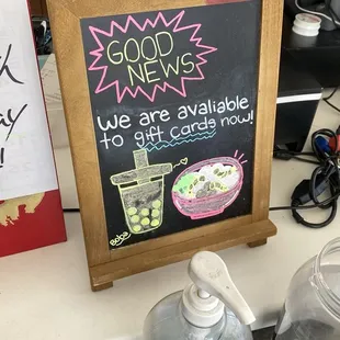 Gift cards available