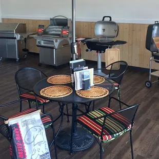Patio setup and Memphis Wood-Fire Grills, plus a few PK Grill models too.