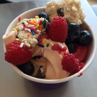 Freshly made cookie dough on amazing froyo